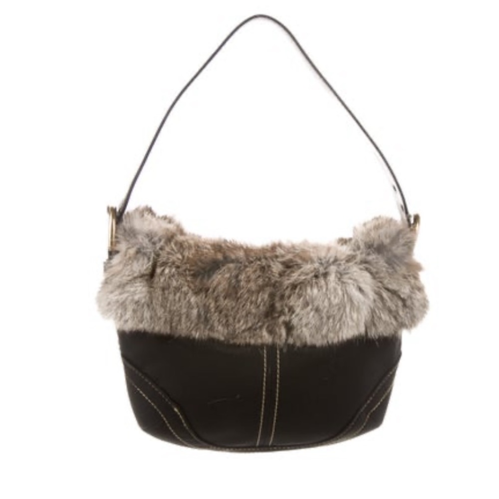 Coach Small Black Nylon Shoulder Bag With Rabbit Fur … Gem